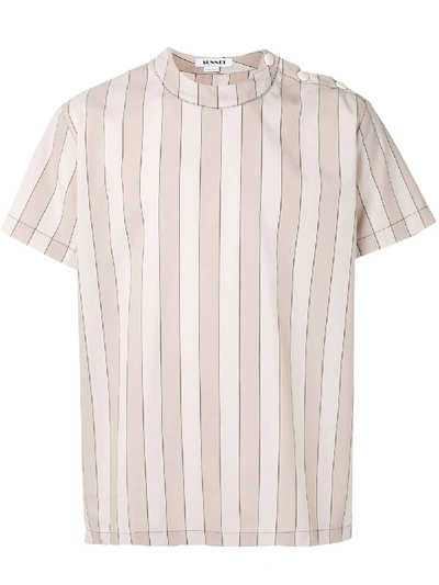 Sunnei Striped Round Neck T-shirt In Brown