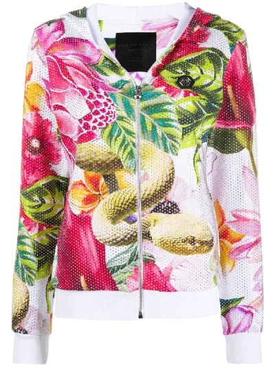 Philipp Plein Garden Of Eden Printed Hoodie In White