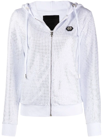 Philipp Plein Tm Embellished Hoodie In White