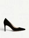 Lk Bennett Floret Suede Courts In Bla-black