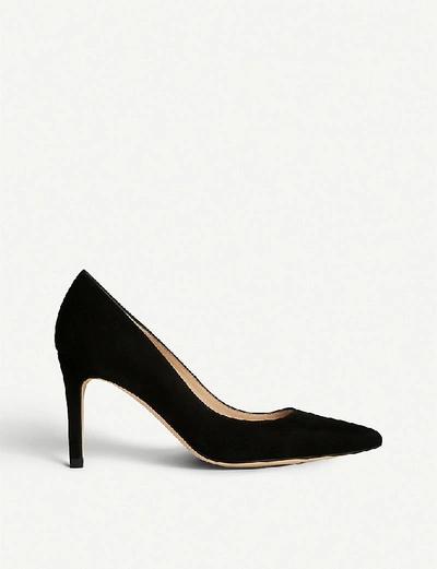 Lk Bennett Floret Suede Courts In Bla-black