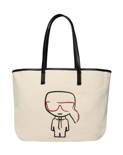 Karl Lagerfeld Ikonik Cotton Canvas Tote Bag In Ivory
