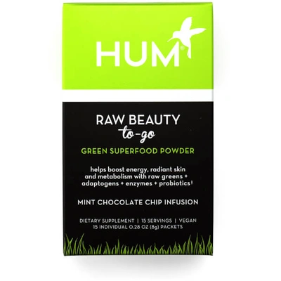 Hum Nutrition Raw Beauty To Go Green Superfood Powder Mint Chocolate Chip Infusion (15 Packets)