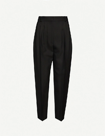 Alexander Mcqueen Straight Mid-rise Wool-blend Trousers In Black