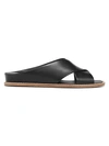 VINCE FAIRLEY CRISS-CROSS LEATHER SLIDE SANDALS,0400012423978