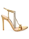 GIANVITO ROSSI CRYSTAL-EMBELLISHED METALLIC LEATHER SANDALS,0400012527394