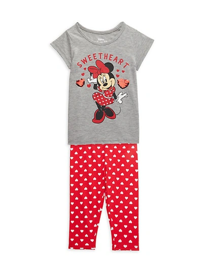 Disney Little Girl's 2-piece Minnie Mouse T-shirt & Leggings Set In Grey