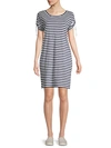 Marc New York Striped Tie Sleeve Shirt Dress In Light Grey White