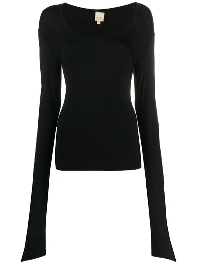 Pre-owned Gianfranco Ferre 1990s Elongated Sleeved Blouse In Black