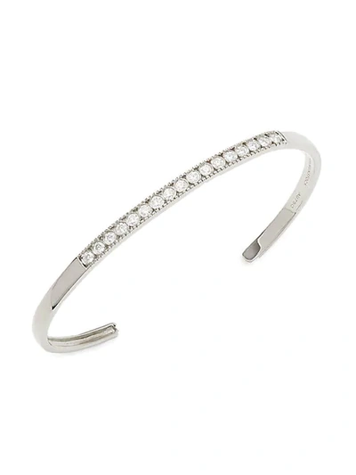 Sara Weinstock Milgrain 18k White Gold Diamond Cuff Bracelet