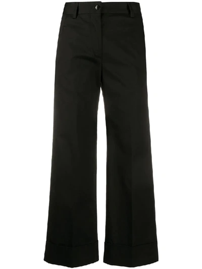 Brag-wette High-rise Wide-leg Cropped Trousers In Black