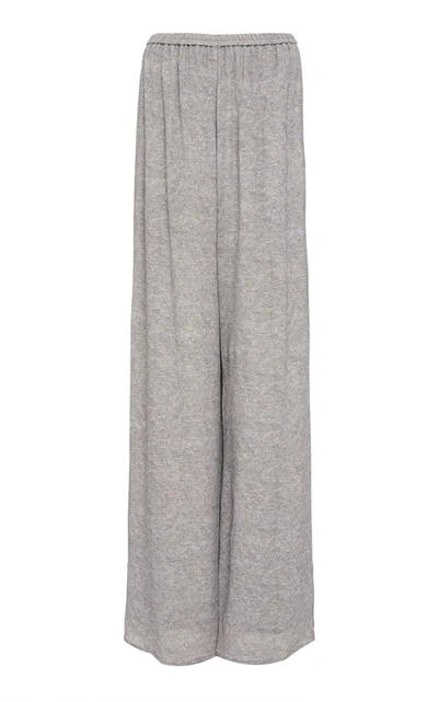 Sally Lapointe Mã©lange Printed Viscose Wide-leg Pants In Grey