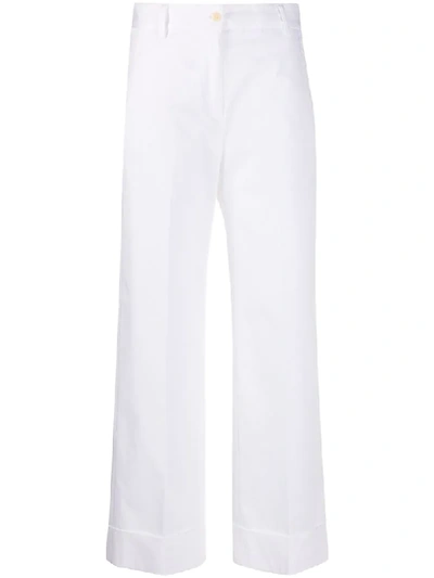 Brag-wette High-rise Wide-leg Cropped Trousers In White