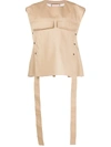 Plan C Oversized Utility Vest In Neutrals