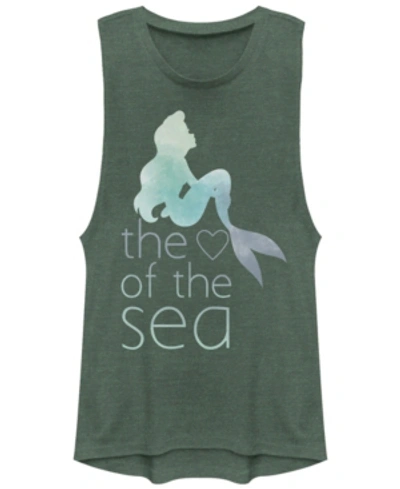 Disney Juniors' Princesses Heart Of The Sea Festival Muscle Tank Top In Pine Heath