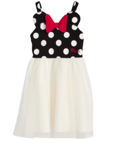 Disney Kids' 's Little Girls Minnie Mouse Polka Dot & Mesh Dress In Black