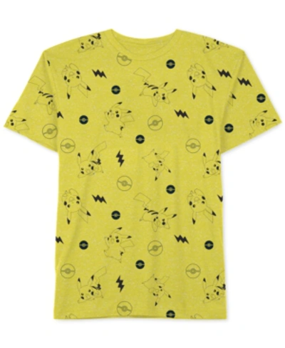 Pokémon Kids' Big Boys Pikachu Print T-shirt In Yellow