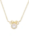 Disney Children's Cubic Zirconia Minnie Mouse 15" Pendant Necklace In 14k Gold In Yellow Gold