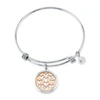 DISNEY 'S TWO-TONE CRYSTAL MICKEY MOUSE GLASS SHAKER ADJUSTABLE BANGLE BRACELET IN STAINLESS STEEL FOR UNWR