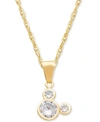 DISNEY CHILDREN'S CUBIC ZIRCONIA MICKEY MOUSE 15" PENDANT NECKLACE IN 14K GOLD
