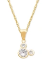 Disney Children's Cubic Zirconia Mickey Mouse 15" Pendant Necklace In 14k Gold In Yellow Gold