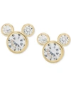 Disney Children's Cubic Zirconia Mickey Mouse Stud Earrings In 14k Gold In Yellow Gold