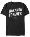 MARVEL MARVEL MEN'S BLACK PANTHER DISTRESSED PAINTED WAKANDA FOREVER SHORT SLEEVE T-SHIRT