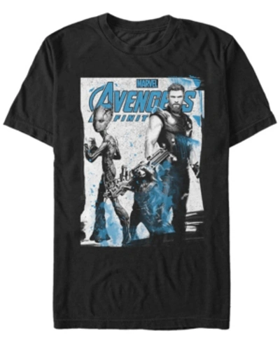 Marvel Men's Avengers Infinity War Fighting Three Poster Short Sleeve T-shirt In Black