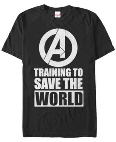 Marvel Men's Comic Collection Avengers Logo Training To Save The World Short Sleeve T-shirt In Black