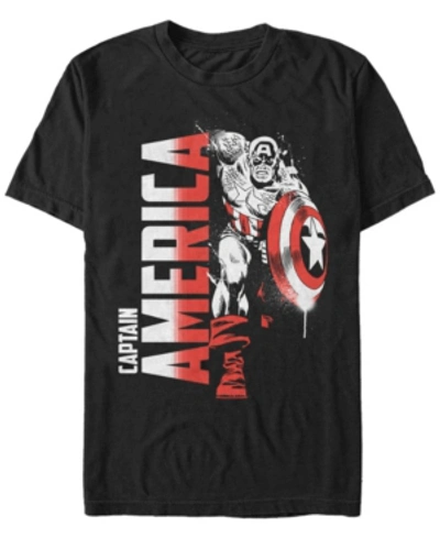 Marvel Men's Comic Collection Retro Captain America Fierce Pose Short Sleeve T-shirt In Black