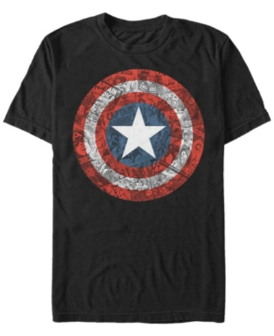 Marvel Men's Comic Collection Captain America Comic Style Shield Short Sleeve T-shirt In Black