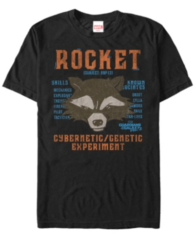 Marvel Men's Guardians Of The Galaxy Vol. 2 Rocket Cybernetic Genetic Experiment Short Sleeve T-shir In Black