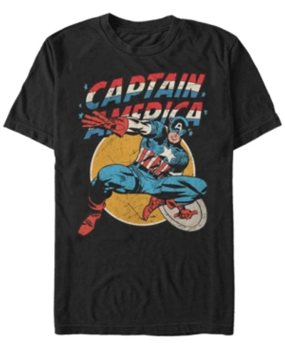 Marvel Men's Comic Collection Classic Captain America Strong Pose Short Sleeve T-shirt In Black