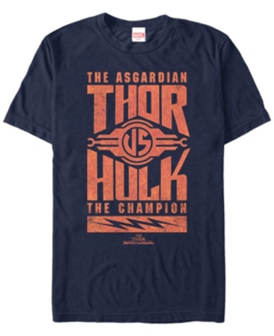 Marvel Men's Thor Ragnarok The Asgardian Thor Vs. The Hulk Short Sleeve T-shirt In Navy