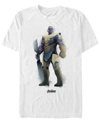 Marvel Men's Avengers Endgame Watercolor Thanos Strong Pose Short Sleeve T-shirt In White