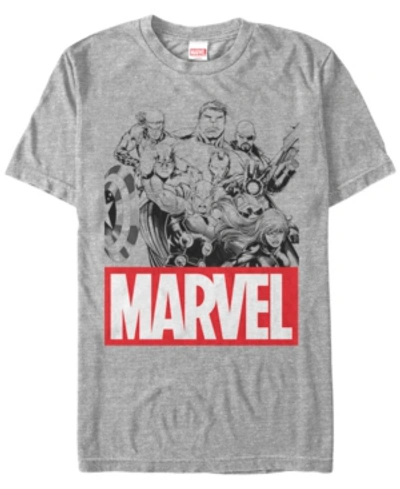 Marvel Men's Comic Collection Line Art Group Shot Short Sleeve T-shirt In Athletic H