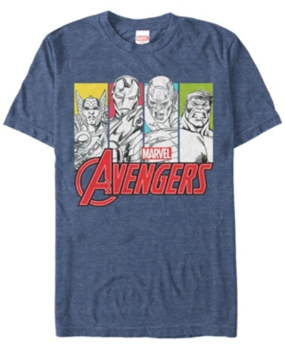 Marvel Men's Comic Collection Classic Pop Art Group Panels Short Sleeve T-shirt In Navy Heath