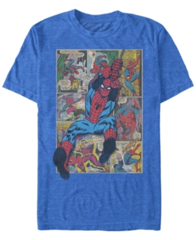 Marvel Men's Comic Collection Classic Spider-man Swinging Short Sleeve T-shirt In Royal Heat