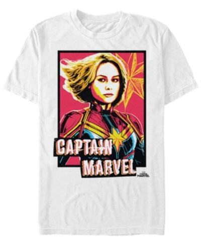 Marvel Men's Captain  Neon Captain  Front Profile Short Sleeve T-shirt In White