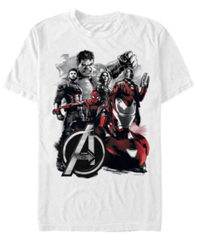 Marvel Men's Avengers Infinity War Painted Group Shot Logo Short Sleeve T-shirt In White