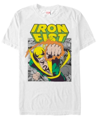 Marvel Men's Comic Collection Iron Fist Punch Short Sleeve T-shirt In White