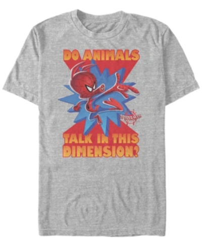 Marvel Men's Spider-man Into The Spiderverse Do Animals Talk Short Sleeve T-shirt In Athletic H