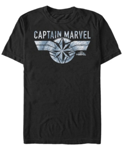 Marvel Men's Captain  Blue Tie Dye Logo Short Sleeve T-shirt In Black