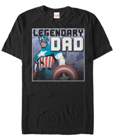 Marvel Men's Comic Collection Captain America Legendary Dad Short Sleeve T-shirt In Black