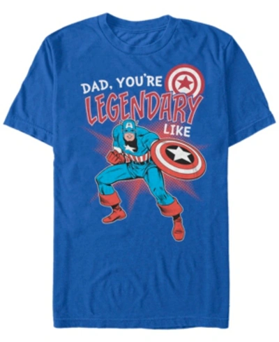Marvel Men's Comic Collection Legendary Like Captain America Short Sleeve T-shirt In Royal