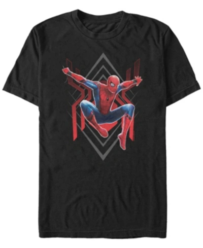 Marvel Men's Spider-man Far From Home Geometric Jumping Portrait Short Sleeve T-shirt In Black