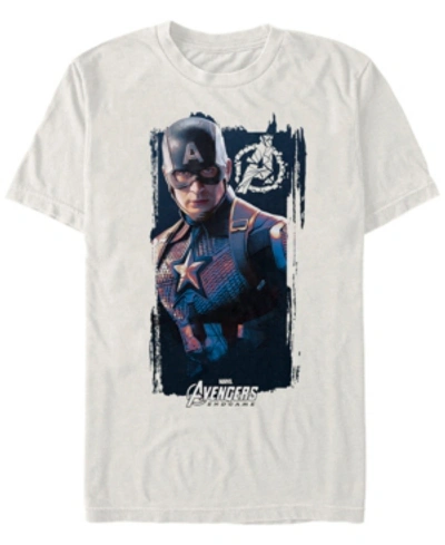 Marvel Men's Avengers Endgame Distorted Captain America Logo Short Sleeve T-shirt In Natural