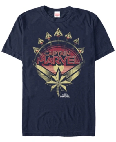 Marvel Men's Captain  Vintage Planes And Emblem Short Sleeve T-shirt In Navy