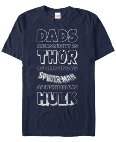 Marvel Men's Comic Collection  Men's Dads Short Sleeve T-shirt In Navy