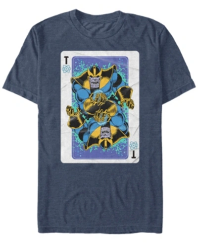Marvel Men's Comic Collection Thanos Playing Cards Short Sleeve T-shirt In Navy Heath